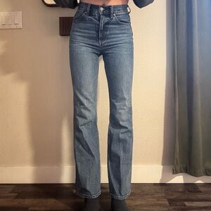 Aritzia Denim Forum The Jane 70s Super High Rise Boot Blue Jeans